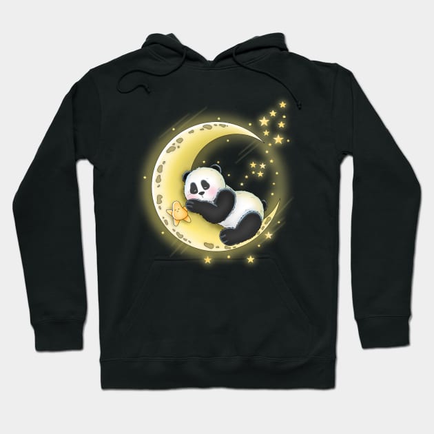 Panda Sleeping On Moon Hoodie by Athikan